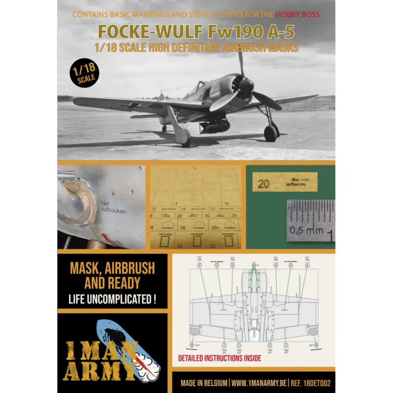 Koop Vandaag Focke-Wulf Fw-190A-5 high definition stencilling and national insignia paint masks (designed to be used with Hobby Boss kits)