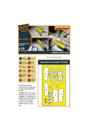 BAe HAWK T.1 double-sided painting mask on 'yellow kabuki paper' (designed to be used with Revell kits) Laatste Kans