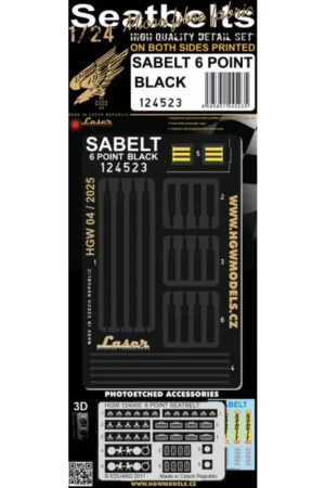 Fabrieksprijs SABELT 6 POINT BLACK - SEATBELTS 1/24 - Belts are made from real microfibre and in combination with included photo etched buckle