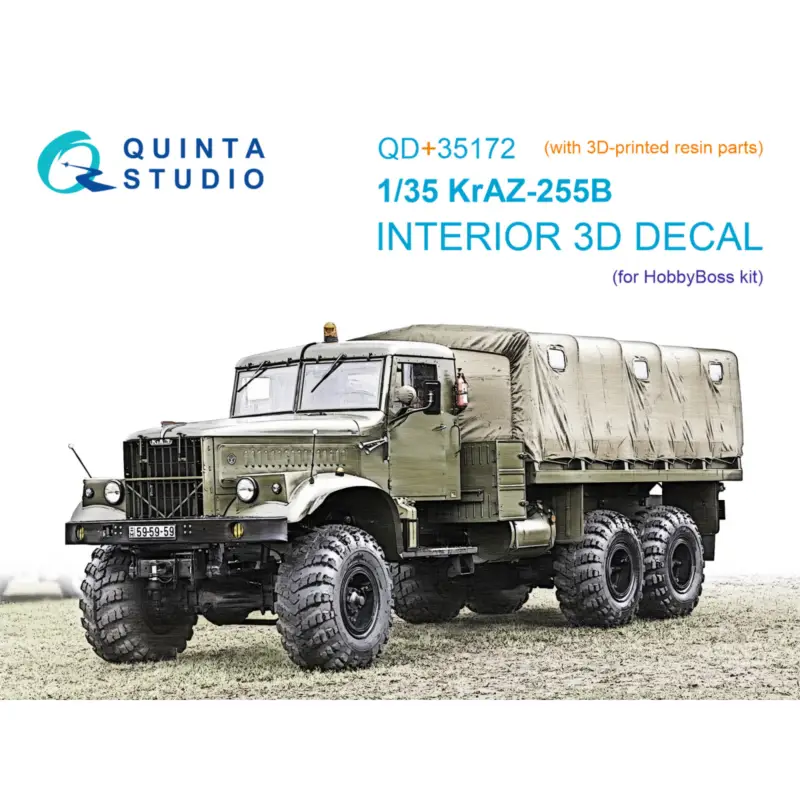 Express Levering KrAZ-255B 3D-Printed & coloured Interior on decal paper (HobbyBoss) (with 3D-printed resin parts)