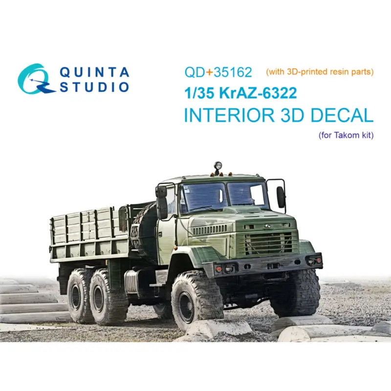 KrAZ-6322 3D-Printed & coloured Interior on decal paper (Takom) (with 3D-printed resin parts) Koop Vandaag