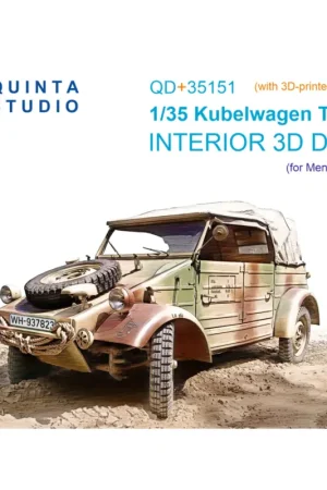 Rechtstreeks Van De Fabrikant Kubelwagen Type 82 3D-Printed & coloured Interior on decal paper (Meng VS-016) (with 3D-printed resin parts)