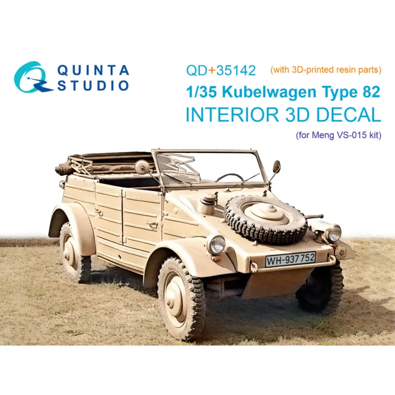 Kubelwagen Type 82 3D-Printed & coloured Interior on decal paper (Meng VS-015) (with 3D-printed resin parts) Favoriet