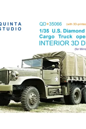 U.S. Diamond T968A Cargo truck (open cab) 3D-Printed & coloured Interior on decal paper (Mirror Models) (with 3D-printed resin p Beperkt Aanbod
