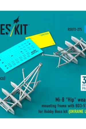 Weekendaanbieding Mil Mi-8 'Hip' weapon mounting frame with BD3-57KrV for Hobby Boss kit (UKRAINE Late) (2 pcs) (3D Printed) (1/72)