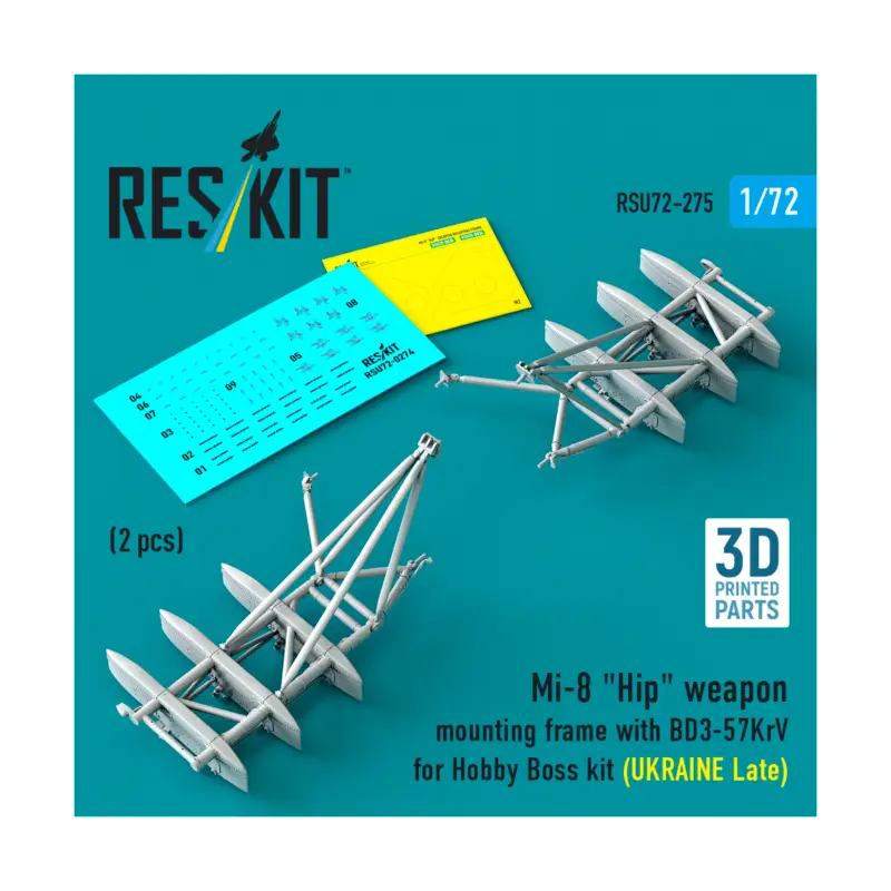 Weekendaanbieding Mil Mi-8 'Hip' weapon mounting frame with BD3-57KrV for Hobby Boss kit (UKRAINE Late) (2 pcs) (3D Printed) (1/72)