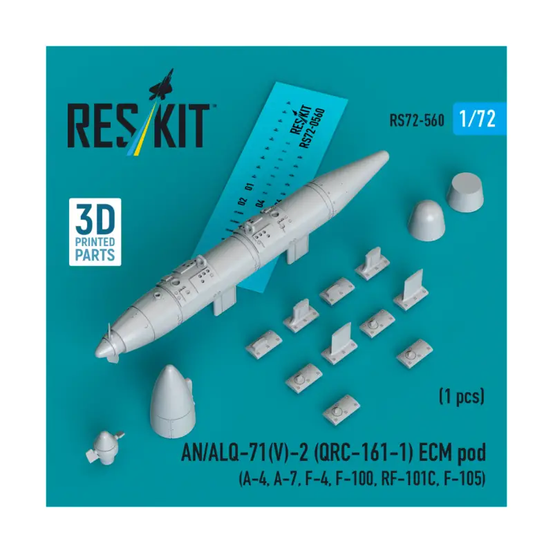 Favoriet AN/ALQ-71(V)-2 (QRC-161-1) ECM pod (1pcs) (A-4, A-7, F-4, F-100, RF-101C, F-105) (3D Printed)
