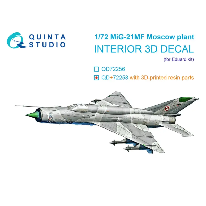 Mikoyan MiG-21MF (Moscow plant) 3D-Printed & coloured Interior on decal paper (designed to be used with Eduard kits)(with 3D-pri Aanbieding