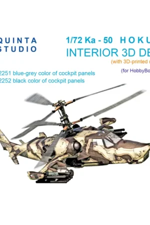 Alleen Vandaag Ka-50 (blue-grey panels) 3D-Printed & coloured Interior on decal paper (HobbyBoss/ARK) (with 3D-printed resin parts)