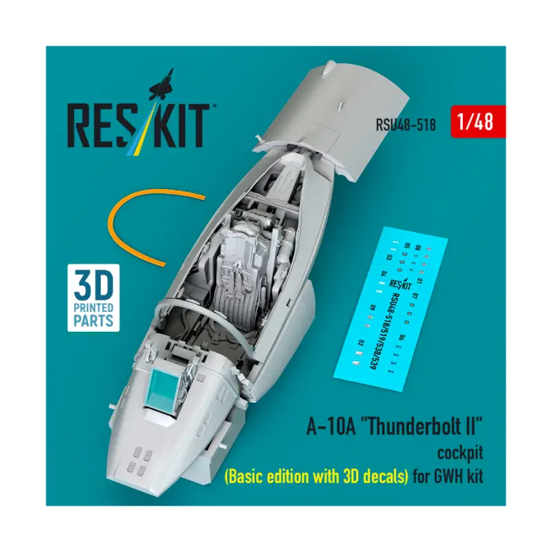 A-10A 'Thunderbolt II' cockpit (Basic edition with 3D decals) for GWH kit (3D Printed) (1/48) Bestseller