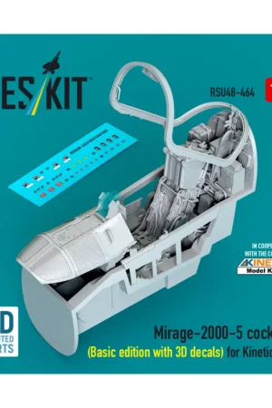 Snelle Levering Mirage-2000-5 cockpit (Basic edition with 3D decals) for Kinetic kit (3D Printed) (1/48)