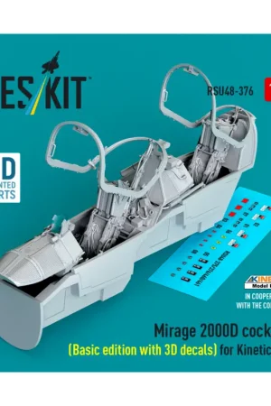 Tijdelijk Beschikbaar Dassault_Mirage 2000D cockpit (Basic edition with 3D decals) (designed to be used with Kinetic Model kits) (3D Printed)