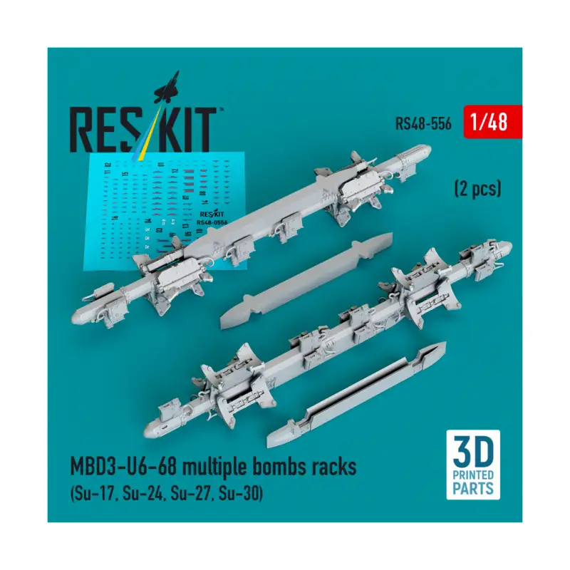 Uitverkoop MBD3-U6-68 multiple bombs racks (2 pcs) (Su-17, Su-24, Su-27, Su-30) (3D Printed) (1/48)