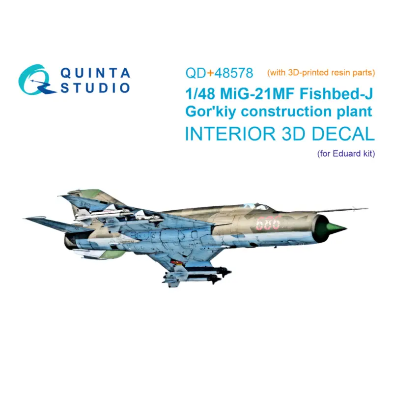 Bestel Nu MiG-21MF Fishbed-J (Gorkiy plant) 3D-Printed & coloured Interior on decal paper (Eduard) (with 3D-printed resin parts)
