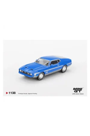 MINI GT FORD MUSTANG MACH 1 GRABBER BLUE 1971 with Blister 1/64 Miniatuur Beperkt Aanbod