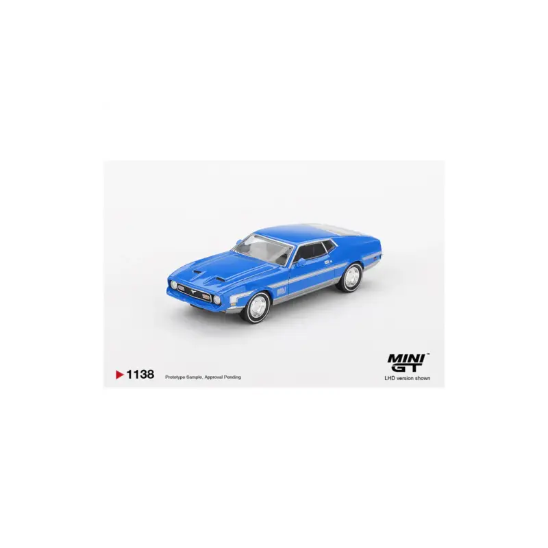 MINI GT FORD MUSTANG MACH 1 GRABBER BLUE 1971 with Blister 1/64 Miniatuur Beperkt Aanbod
