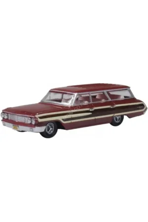 Direct Verzonden Ford country station wagon squire 1964 vintage burgundy Miniatuur