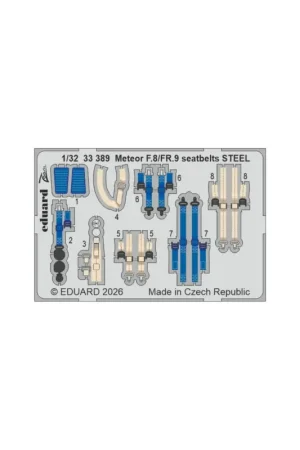 Bestseller Eduard 33389 zoom set meteor f.8/fr.9 seatbelts steel (for revell) 1/32