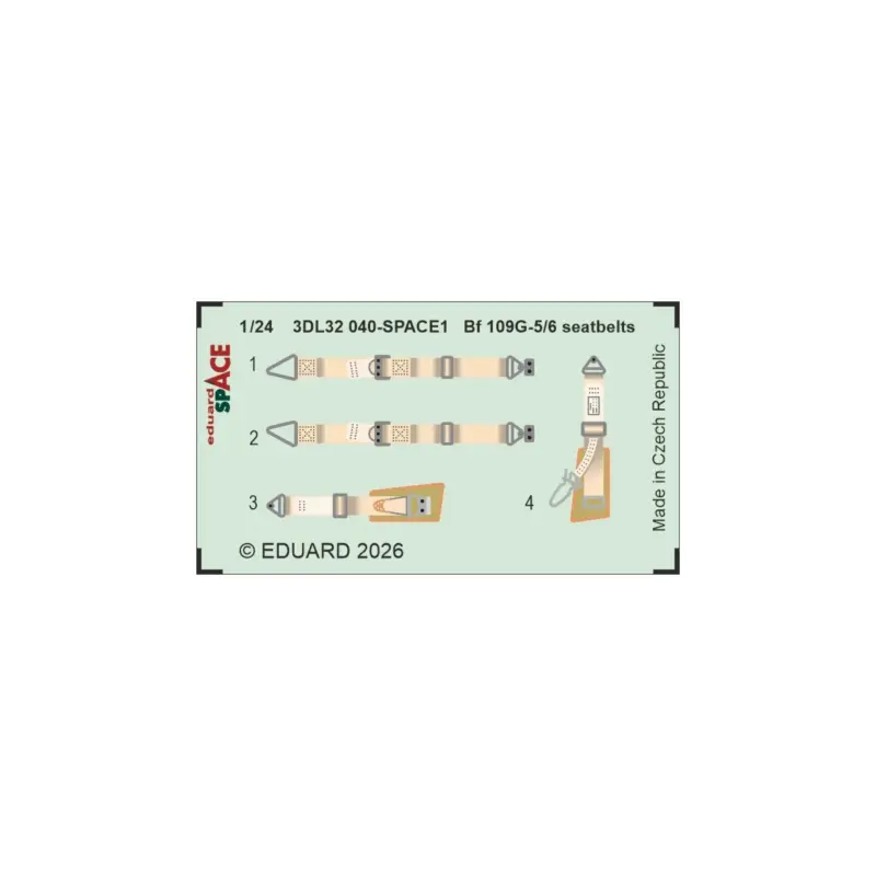 Eduard 3dl32040 space bf 109g-5/6 seatbelts (for airfix) 1/24 Must-Have