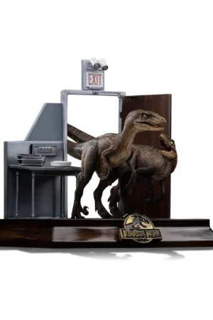 Jurassic Park statuette 1/10 Art Scale Raptors at the Kitchen's Door 28 cm Beeldjes Alleen Vandaag