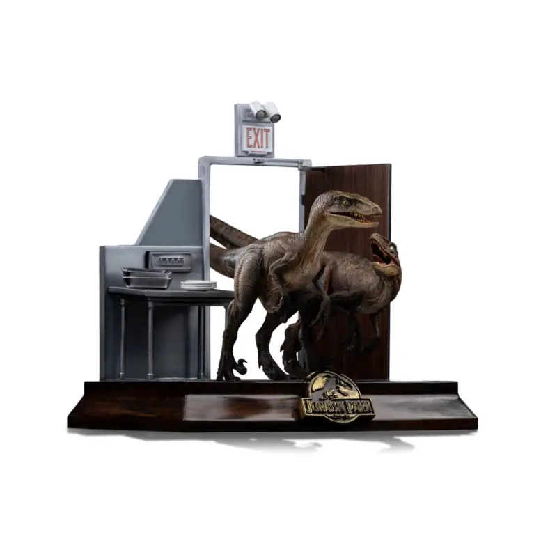 Jurassic Park statuette 1/10 Art Scale Raptors at the Kitchen's Door 28 cm Beeldjes Alleen Vandaag