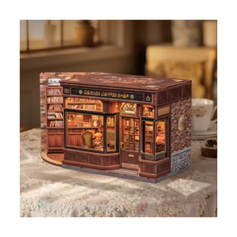 Speciale Aanbieding MINIATURE HOUSE - DIY- Corner Coffee Shop - 294pc+LED lighting