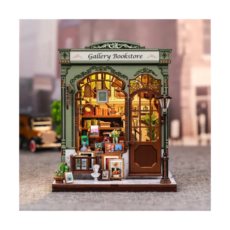 MINIATURE HOUSE - DIY - Gallery Bookstore - 246 pieces + LED Lighting Populair