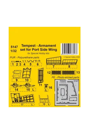 Tempest - armament set for port side wing (for special hobby kit) 1/32 Seizoensaanbieding