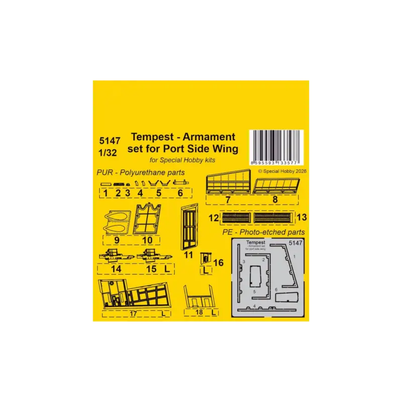 Tempest - armament set for port side wing (for special hobby kit) 1/32 Seizoensaanbieding