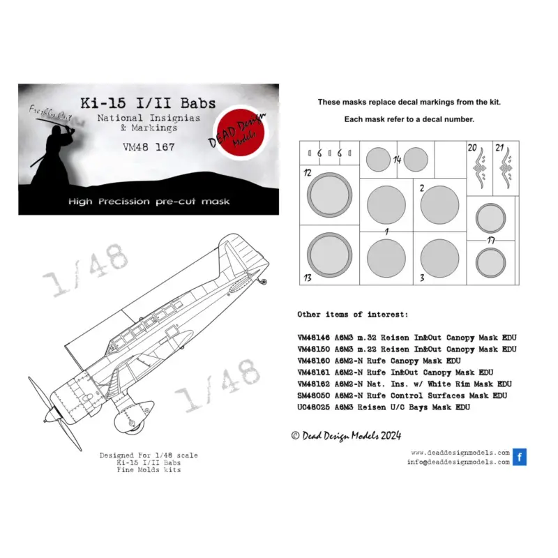 Lage Kosten Mitsubishi Ki-15-I/II Babs National Insignia (designed to be used with Fine Molds kits)