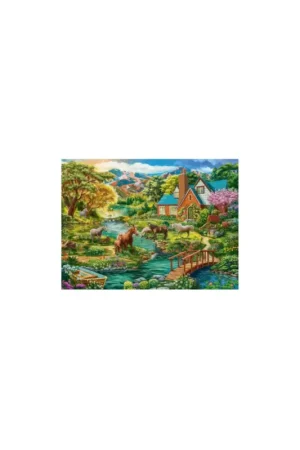 Idyllic house with horses Puzzel Express Levering
