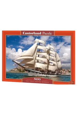 Lage Kosten Tall ship leaving harbour Puzzel