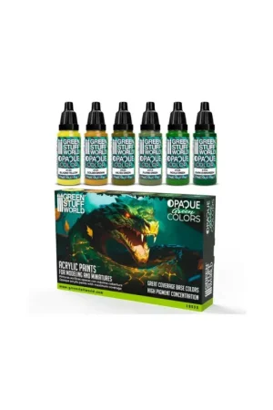 Populair Set acrylic paints for modelling and miniatures opaque green colors Acrylverf