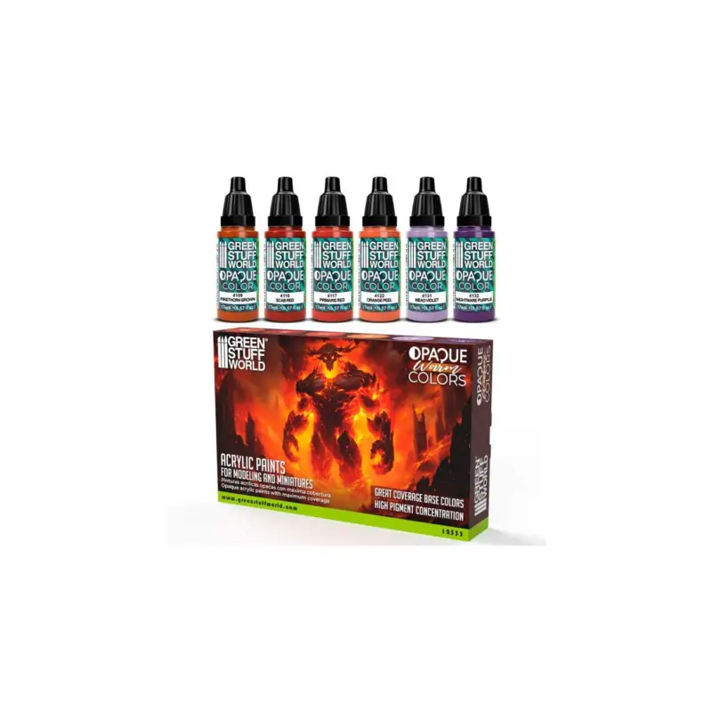 Uitverkoop Set acrylic paints for modelling and miniatures opaque warm colors Acrylverf