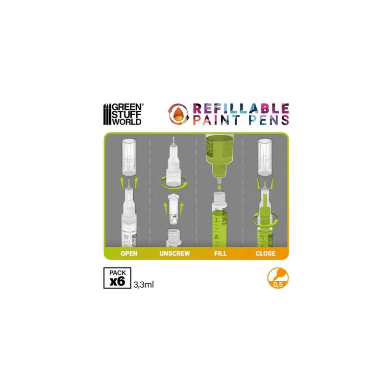 Hoge Kwaliteit Refillable marker - 0.5mm (pack x6)
