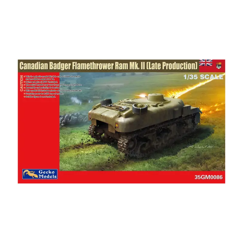 Gecertificeerd Canadian badger flamethrower ram mk. ii (late production) Schaalmodel