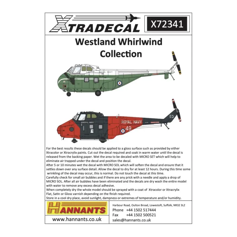 Aanbieding Decal Westland Whirlwind Collection