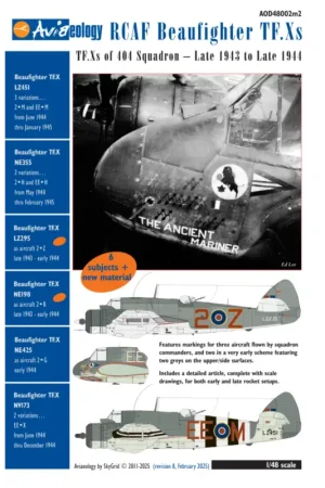 Decal RCAF Beaufighter TF.Xs of 404 Squadron Merkproduct