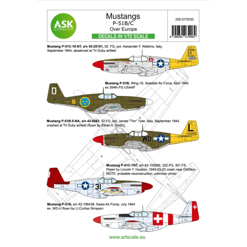 Decal North-American P-51B/C Mustang part 1 - Europe Express Levering