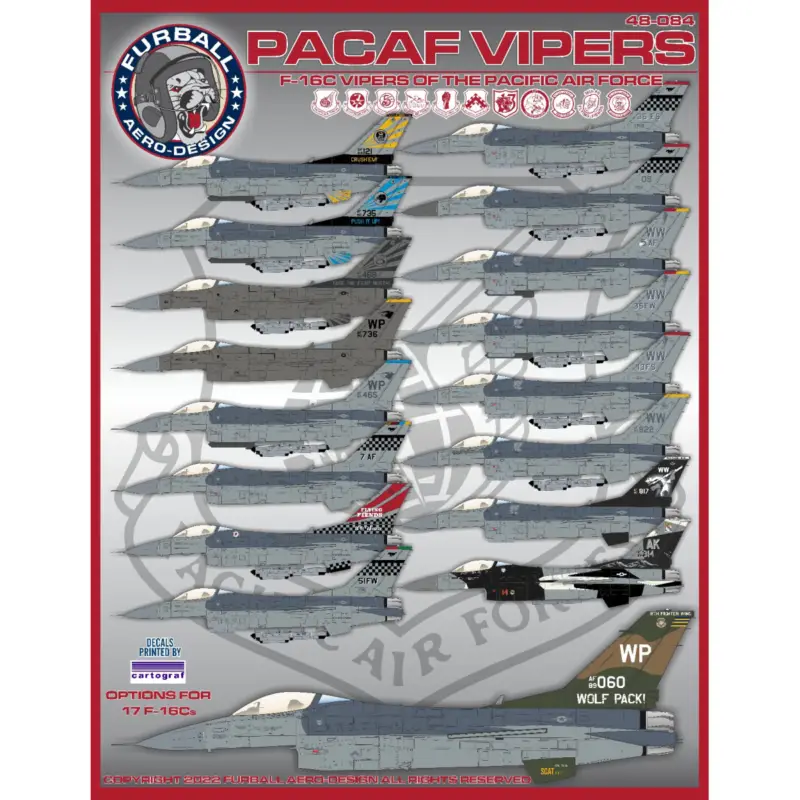 Decal “PACAF VIPERS” (48-084) covers seventeen F-16Cs Lage Kosten