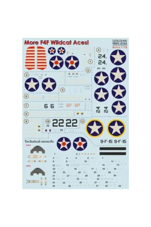 Merkproduct Decal Grumman F4F Wildcat Aces (with 3D instrument panel)