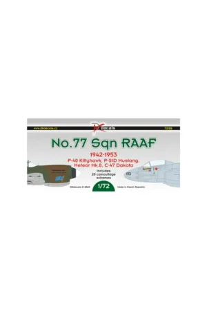 Seizoensaanbieding Decal No.77 Sq. RAAF (P-40E/K/N, P-51, Meteor Mk.8, C-47B)