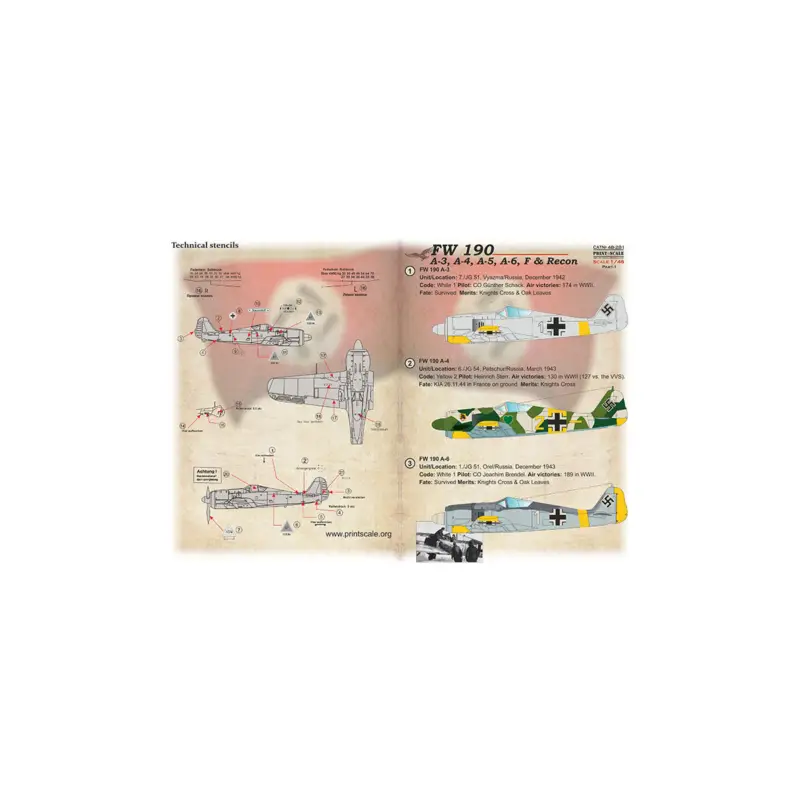 Aanbieding Decal Focke-Wulf Fw-190 A-3, A-4, A-5, A-6, F & Recon Part-1 1