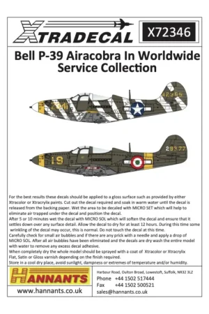 Decal Bell P-39 Airacobra In Worldwide Service Collection. (10) Koop Online