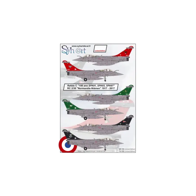 Decal Dassault Rafale C '100 years SPA 93, 97, 91' RC 2/30 Normandie-Niemen - 2017 Dagaanbieding