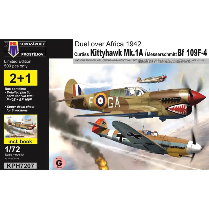 Duel over Africa 1942“. In this box you will find two models. Curtiss Kittyhawk Mk.Ia and Messerschmitt Bf-109F-4. In the box yo Premium
