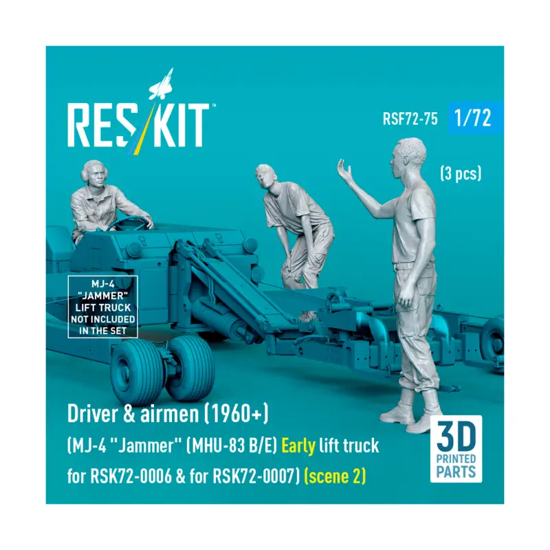Direct Beschikbaar Driver & airmen (1960+) (3 pcs) (MJ-4 Jammer (MHU-83 B/E) Early lift truck for RSK72-0006 & for RSK72-0007) (scene 2) (3D-Printe