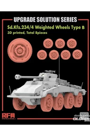 Tijdelijk Beschikbaar Sd.Kfz.234/4 3D Printed Wheels Type B (8 pcs)