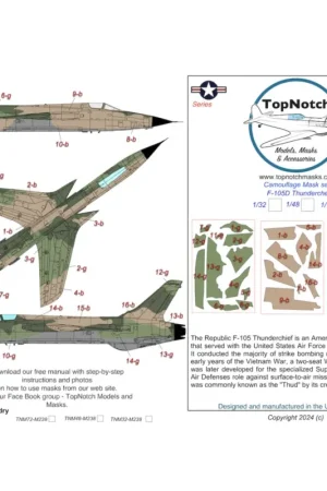 Republic F-105D Thunderchief camouflage pattern paint mask (designed to be used with Trumpeter kits) Exclusieve Aanbieding