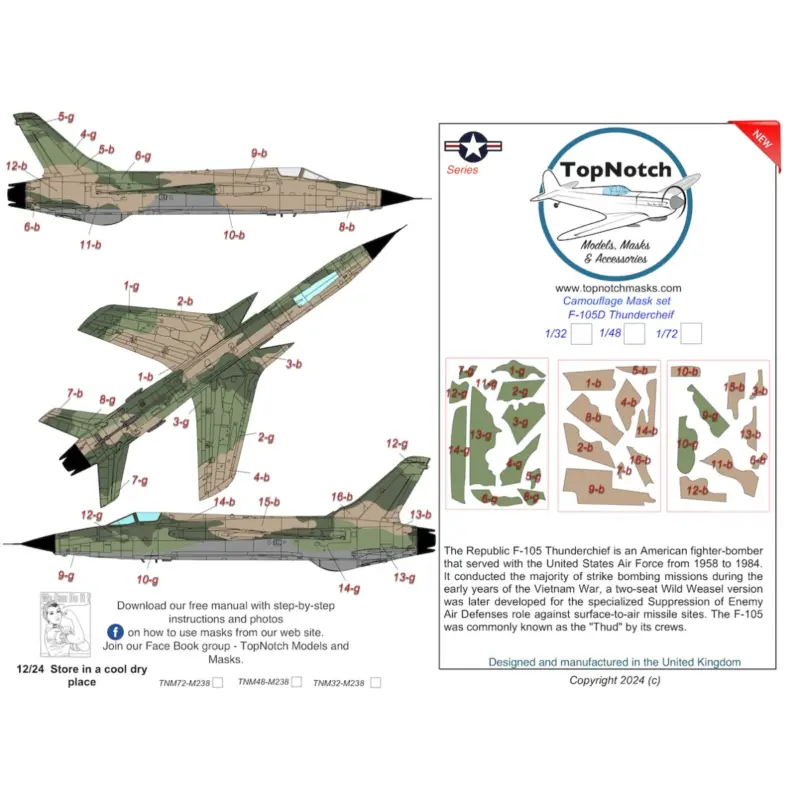 Republic F-105D Thunderchief camouflage pattern paint mask (designed to be used with Trumpeter kits) Exclusieve Aanbieding